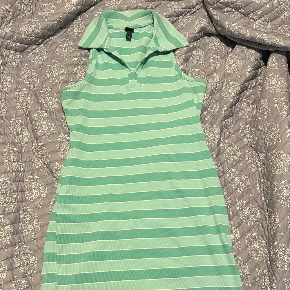 Wild Fable Mint and White Striped Polo Top